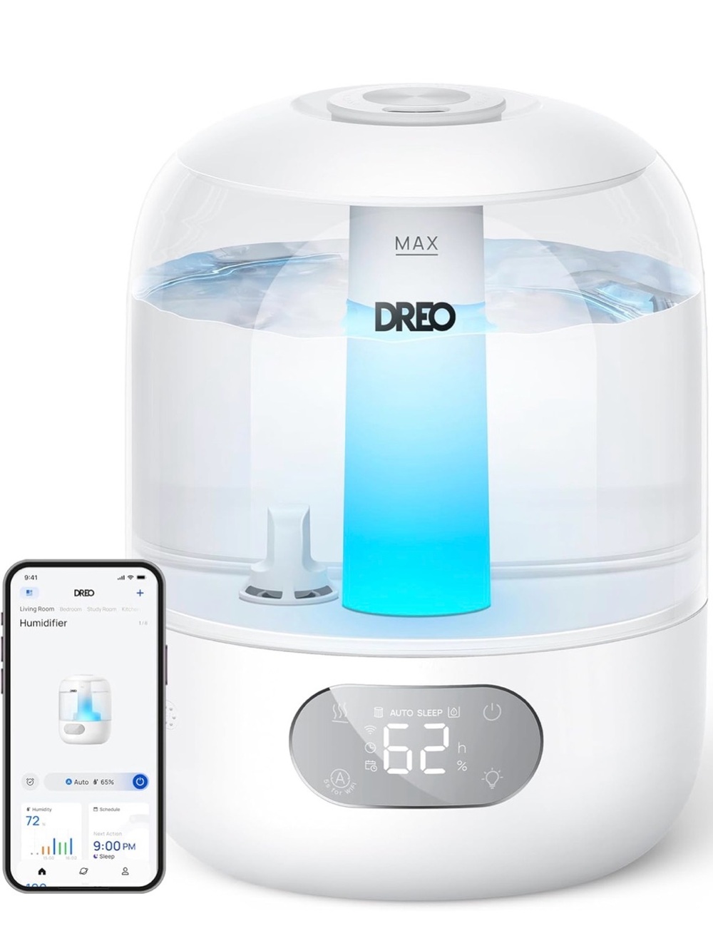 DREO Smart Humidifier - White with Blue Light